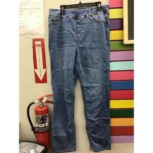 Diane Gilman pull on straight stretch jeans size 16W Tall light wash new HSN